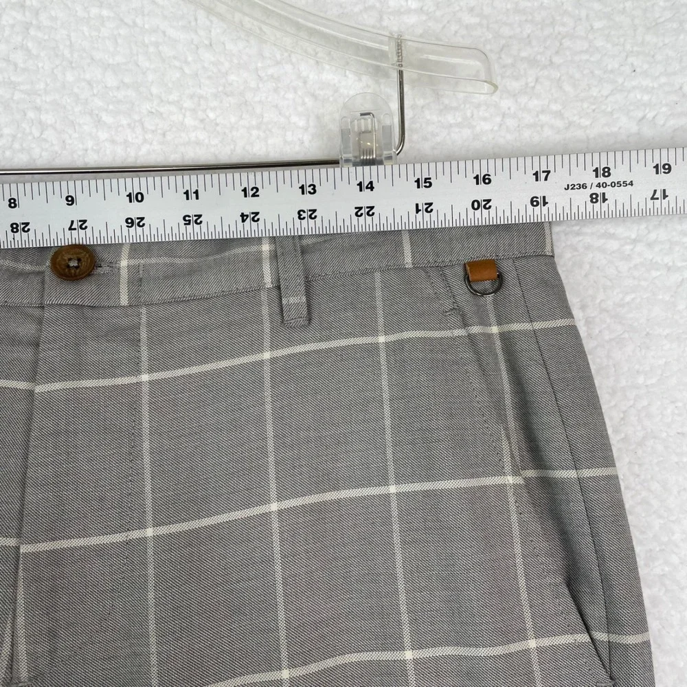 Zara Man Grey Windowpane Check Slim Fit Tailored Pants Mens 32 x 31 Trousers